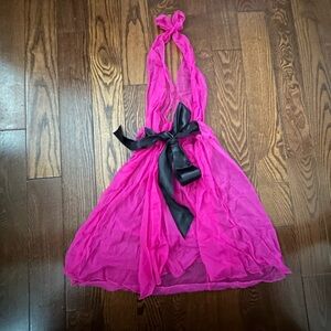 Dreamgirl Fuchsia Halter Dress with Black Accent